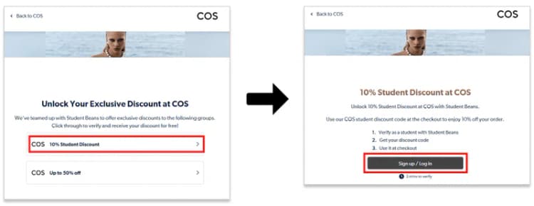 Étapes pour activer la réduction étudiante COS Étapes pour activer la réduction étudiante COS