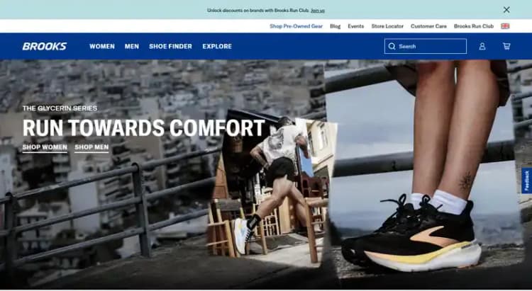 Brooks Running UK homepage (brooksrunning.com/en_gb, October 2026) Brooks Running UK homepage (brooksrunning.com/en_gb, October 2026)