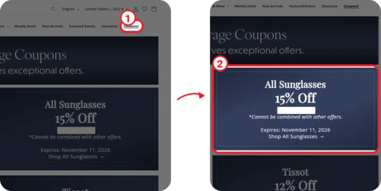 Ashford coupon steps 1-2 Ashford coupon steps 1-2