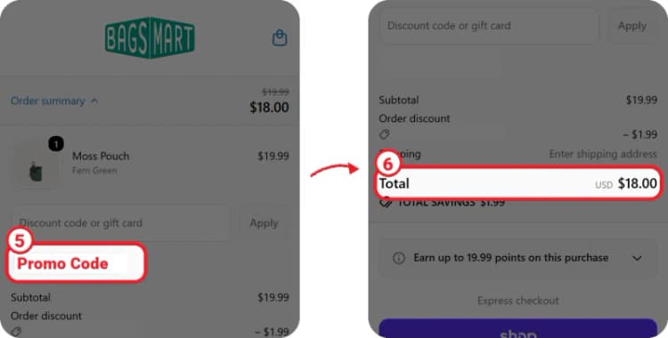 BAGSMART discount code step 3 BAGSMART discount code step 3