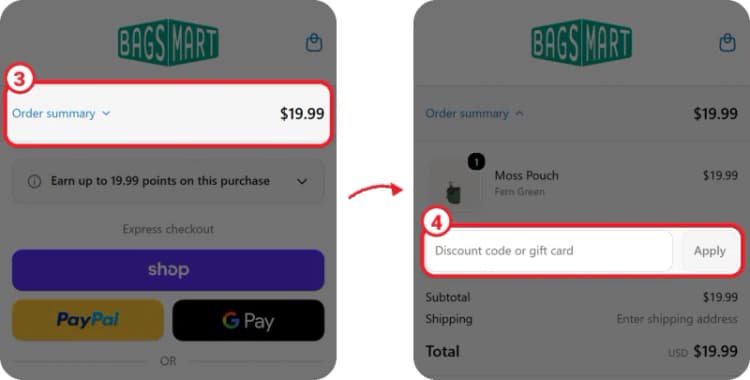 BAGSMART discount code step 2 BAGSMART discount code step 2