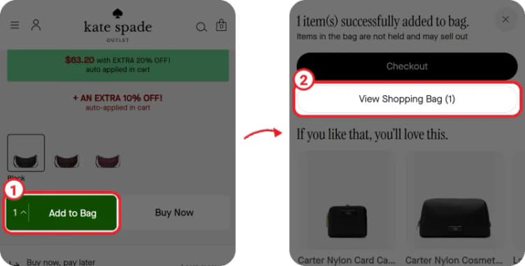 Kate Spade Outlet promo code steps 1-2 Kate Spade Outlet promo code steps 1-2
