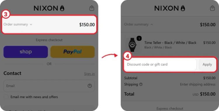 Nixon discount code step 2 Nixon discount code step 2
