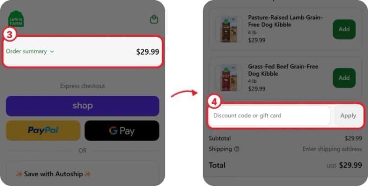 Open Farm discount code step 2 Open Farm discount code step 2