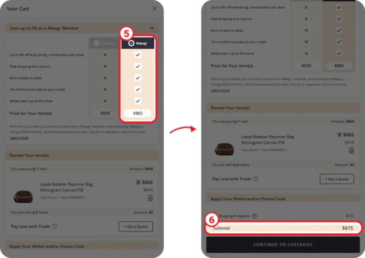 Rebag promo code steps 5-6 Rebag promo code steps 5-6