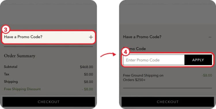 Vince promo code steps 3-4 Vince promo code steps 3-4